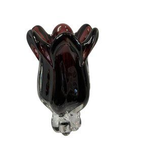 Vintage Glass Lotus Vase Royal Gallery Amethyst Poland Purple 1999 9 3/4" x 4.5"